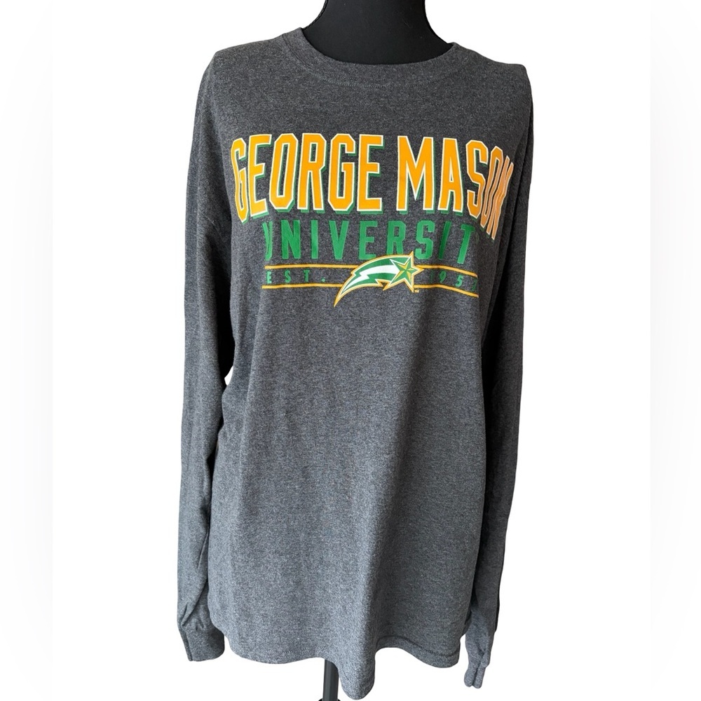 Champion George Mason University Long Sleeve Tee - Gray with Gold & Green
